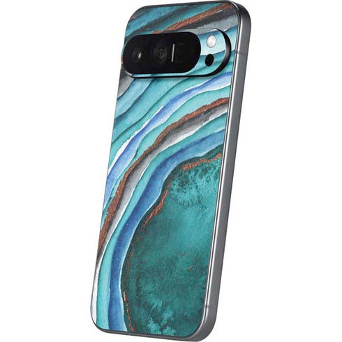 Turquoise Watercolor Geode Pixel 9 Pro XL Skin